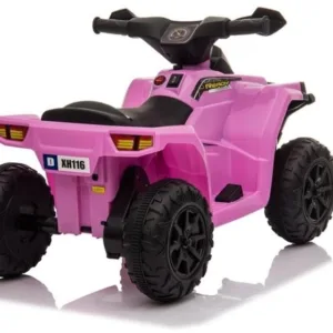 ATV Quad electric pentru copii 35W XH116 LeanToys 5706 roz-negru 6V cu amortizoare
