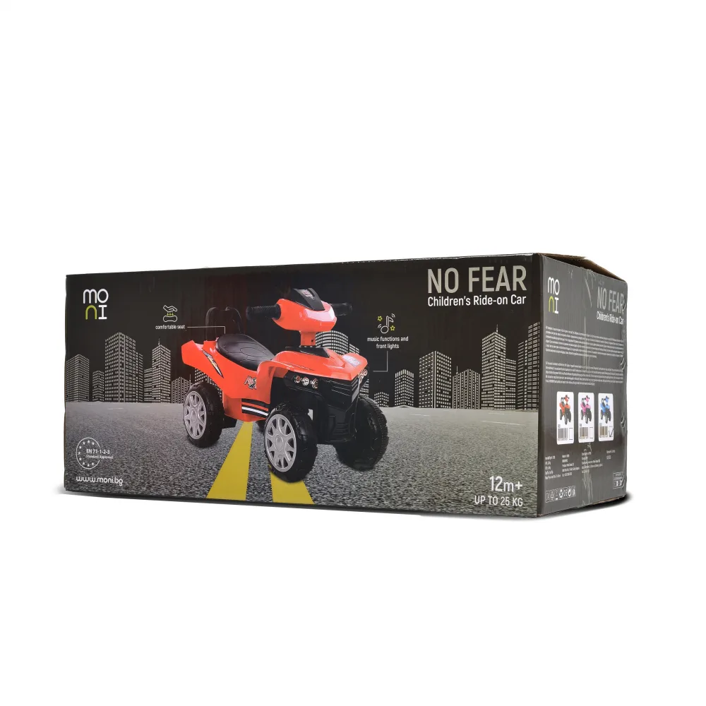 ATV copii fara pedale Moni No Fear Blue cu compartiment pentru jucarii