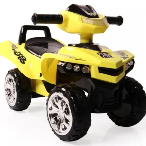 ATV copii fara pedale Moni No Fear Yellow cu compartiment pentru jucarii