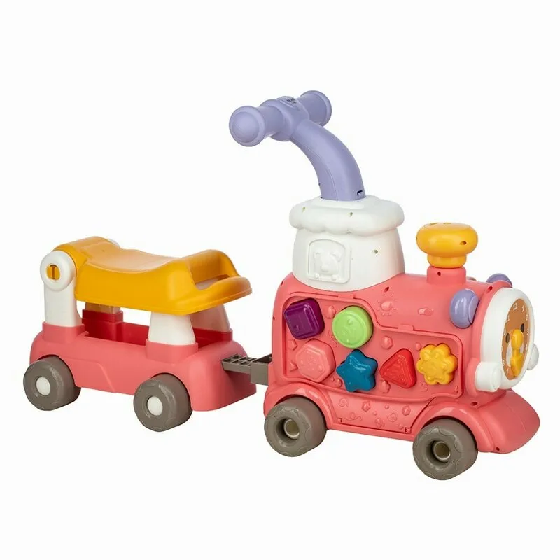 Antemergator Magic Train Free2Move Pink 5 in 1 cu diverse activitati de joaca
