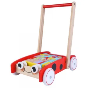 Antemergator din lemn + 40 de cuburi  2112 Buburuza Ecotoys