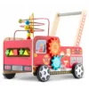 Antemergator din lemn tip masina de pompieri si diverse activitati 48 x 27.5 x 40.5 cm Ricokids RK-873