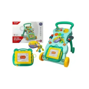 Antepremergator multifunctional pentru bebe cu centru de activitati turcoaz LeanToys