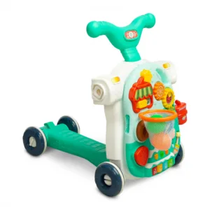 Antepremergator transformabil in vehicul fara pedale multifunctional 5 in 1 cu muzica si lumini Toyz Turcoaz