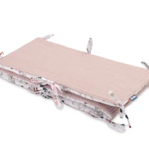 Aparatoare pentru patut Sensillo Waffle Fox Pink 180x30cm cu doua fete din bumbac