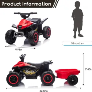 Atv electric cu remorca Nichiduta Mooving Speed Red