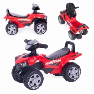 Atv pentru copii fara pedale Ecotoys Goodyear 551-G Rosu volan interactiv cu sunete