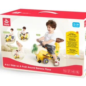Avion interactiv Hola 4 in 1 ride on si maner de impingere banana