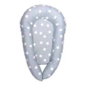 Baby Nest 3 in 1 cu husa din bumbac ranforce 110x70x15 cm Grey Mist