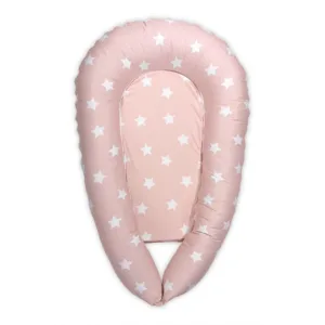 Baby Nest 3 in 1 cu husa din bumbac ranforce 110x70x15 cm Pale Blush
