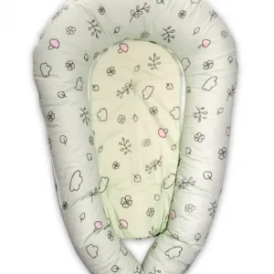 Baby Nest 3 in 1 cu husa din bumbac ranforce Lamb Green