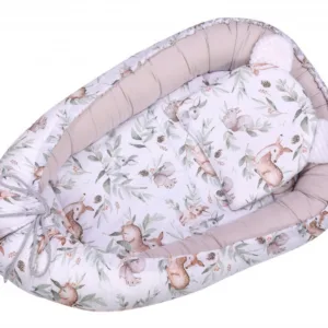 Baby Nest 3 in 1 din bumbac cu salteluta si pernuta inclusa Oliv Forest