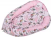 Baby Nest 3 in 1 din bumbac cu salteluta si pernuta inclusa Pink Rabbit