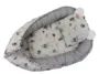 Baby Nest 3 in 1 din bumbac cu salteluta si pernuta inclusa Rabbit with Beige Baloons