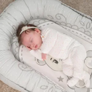 Baby Nest din bumbac ranforce 92 x 58 cm Little Bear Grey