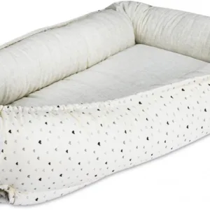 Baby nest beige hearts cu 2 fete si 2 inimioare