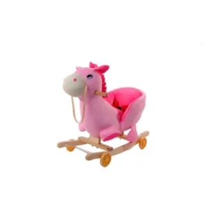 Balansoar 2 in 1 Calut Roz cu roti si muzica