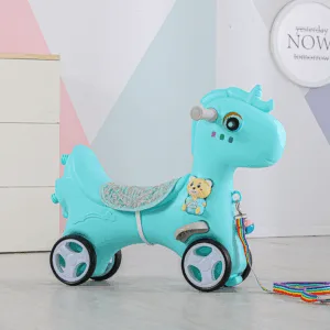 Balansoar 3 in 1 Nichiduta Garden Happy Unicorn Blue transformabil in vehicul fara pedale cu maner parental