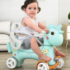 Balansoar 3 in 1 Nichiduta Garden Lovely Unicorn Blue transformabil in vehicul fara pedale cu maner parental