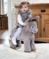 Balansoar din lemn Little Bird Told Me Norbert Rocking Donkey cu tesaturi senzoriale pentru fetite si baieti 9 luni+
