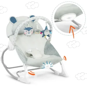 Balansoar multifunctional cu vibratii Ricokids Grey cu pernuta detasabila