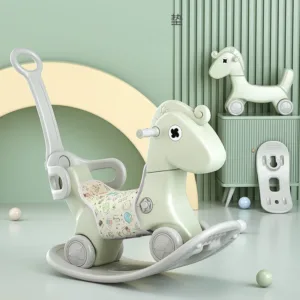Balansoar pentru copii Nichiduta Garden Rocking Horse Green 3 in 1 transformabil in vehicul fara pedale