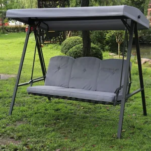 Balansoar pentru gradina cu 3 locuri si copertina impermeabila 205x118x184 cm Gri