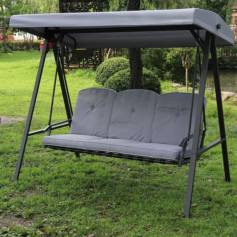 Balansoar pentru gradina cu 3 locuri si copertina impermeabila 205x118x184 cm Gri