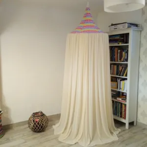 Baldachin de tavan curcubeu si voal ivory diametru 75 cm