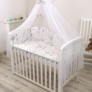 Baldachin din tul Amy cu funda din bumbac imprimeu lenjerie Circ blue 300x160 cm Suport de prindere inclus 153h cm
