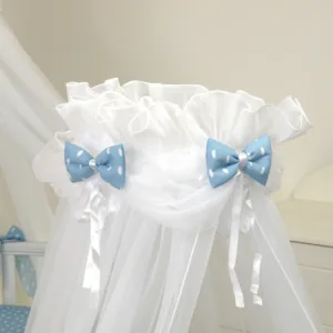 Baldachin din tul pentru patut bebe Sky Bunny Blue 160 x 600 cm