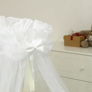 Baldachin din tul pentru patut bebe Sweet Dreams White 160 x 600 cm
