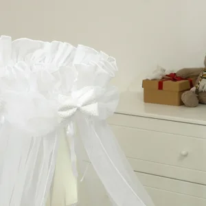 Baldachin din tul pentru patut bebe Sweet Dreams White 160 x 600 cm suport prindere inclus