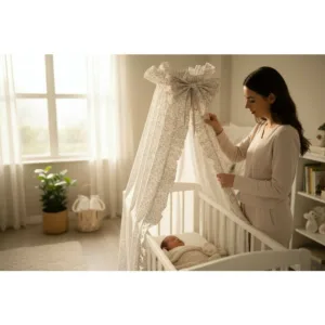 Baldachin pentru patut MimiNu Premium 210x145 cm Meadow