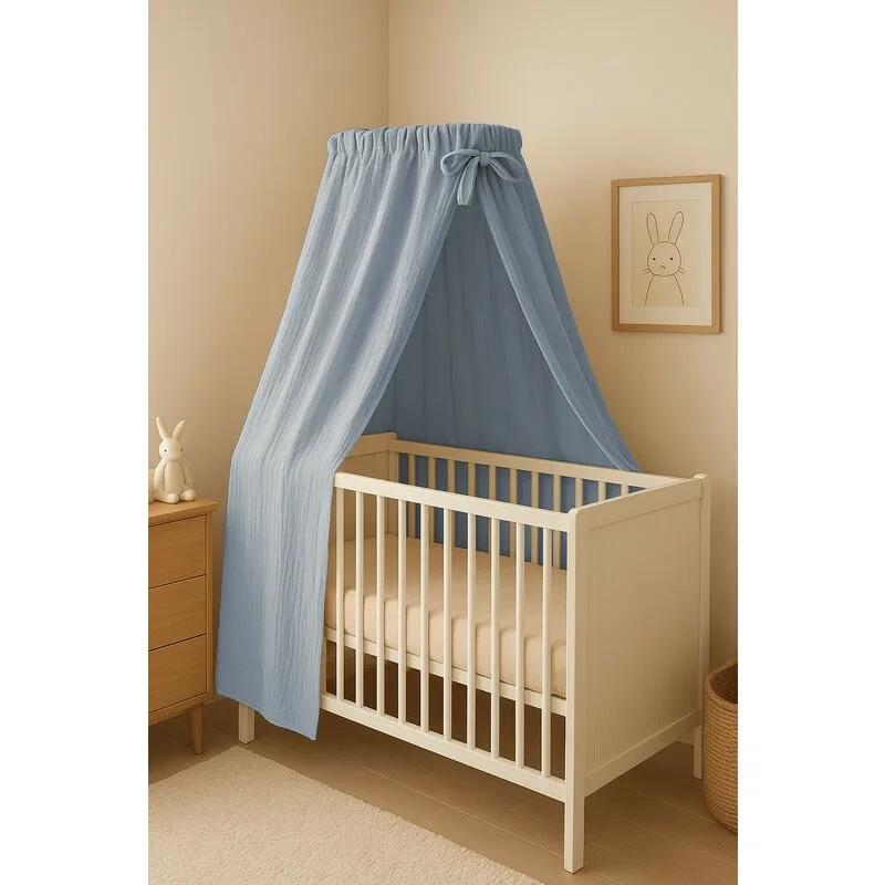 Baldachin pentru patutleagan Qmini Jeans din muselina dubla