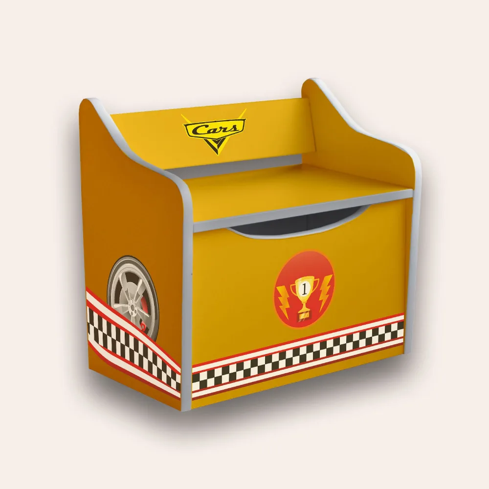 Bancuta pentru copii cu spatiu de depozitare Cars Race Galben