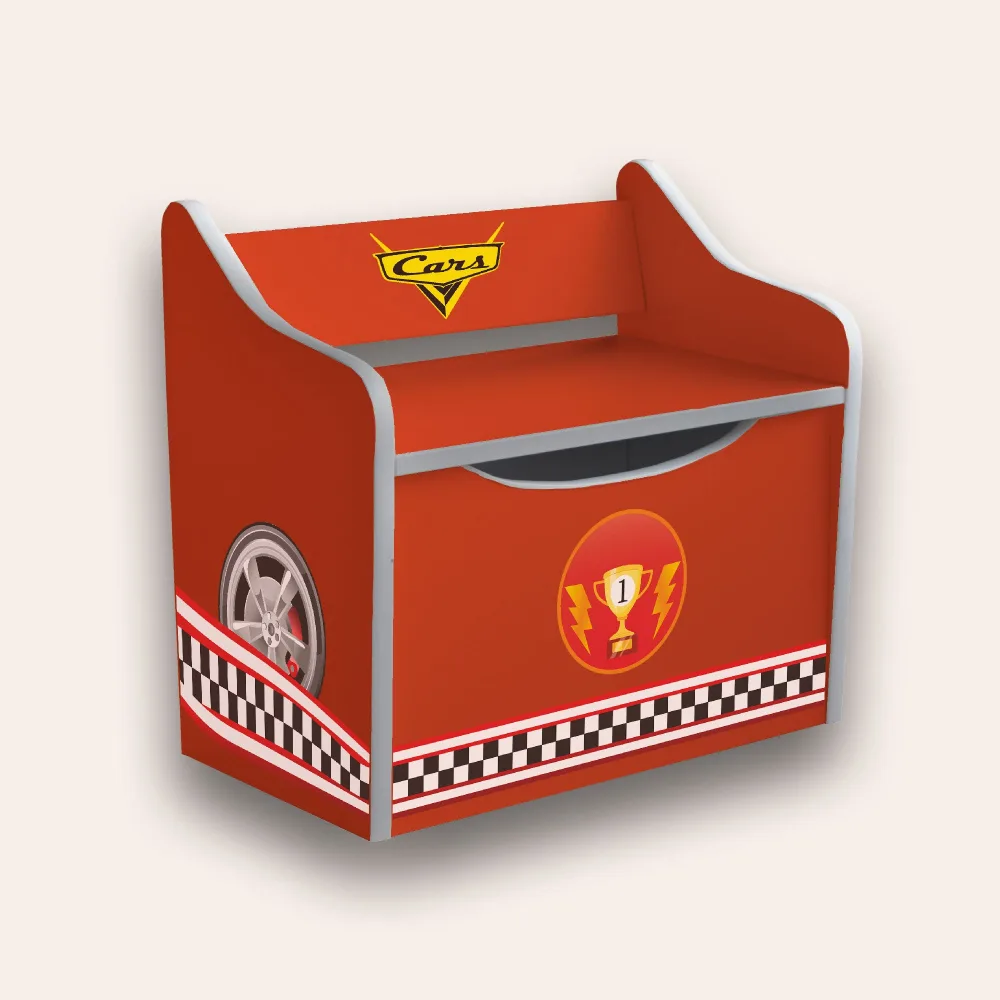 Bancuta pentru copii cu spatiu de depozitare Cars Race Rosu