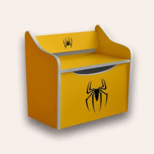 Bancuta pentru copii cu spatiu de depozitare Spiderman galben