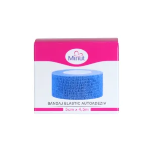 Bandaj elastic autoadeziv Minut albastru 5 cm x 4.5 m