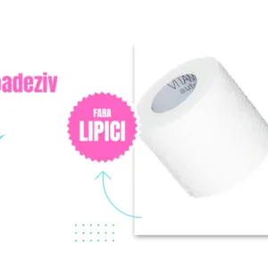 Bandaj elastic autoadeziv Vitammy Autoband tehnologie cu microfibre fara lipici rezistent la apa 5x450 cm alb