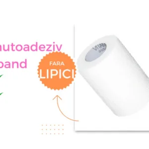 Bandaj elastic autoadeziv Vitammy Autoband tehnologie cu microfibre fara lipici rezistent la apa 7.5x450 cm alb