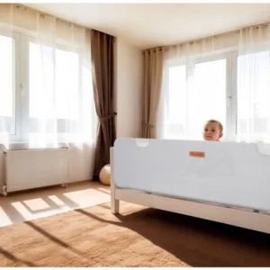 Bariera de protectie pentru pat Nukido Gri 150x44x41 cm pliabila