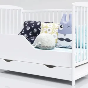 Bariera de protectie pentru patut din lemn 120x60 cm Alb