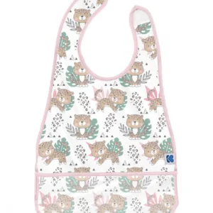 Baveta Kikkaboo impermeabila cu buzunar Savanna Pink