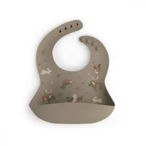 Baveta ajustabila din silicon cu buzunar Animals Garden