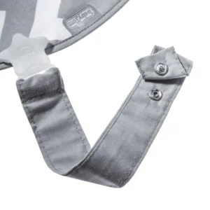 Baveta cu suport pentru suzeta Little Waves Grey
