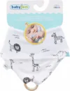 Baveta din muselina cu inel din lemn BabyJem Zoo