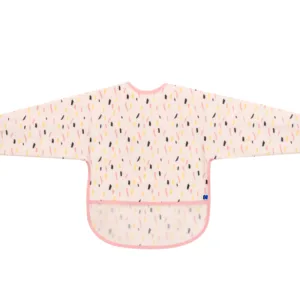 Baveta impermeabila KikkaBoo cu maneci si buzunar Arty Pink Pattern