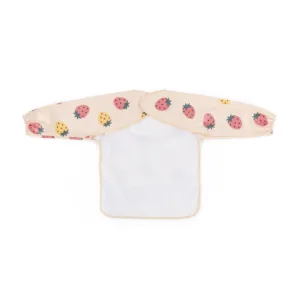 Baveta impermeabila PetiteMars cu maneci lungi 38x42 cm 24 luni+ Beige Strawberies