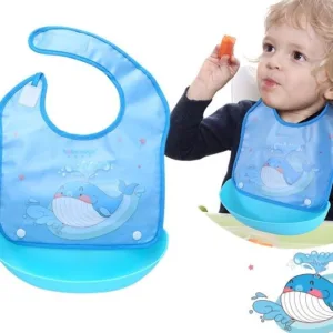 Baveta impermeabila cu buzunar Whale Blue